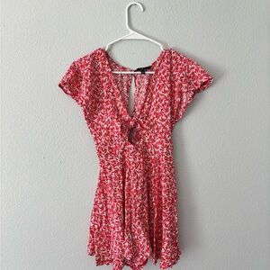 Lulu's Red and White Floral Dress